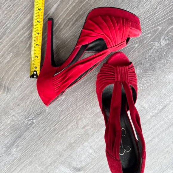 Jessica Simpson Red suede heels - Picture 2 of 10